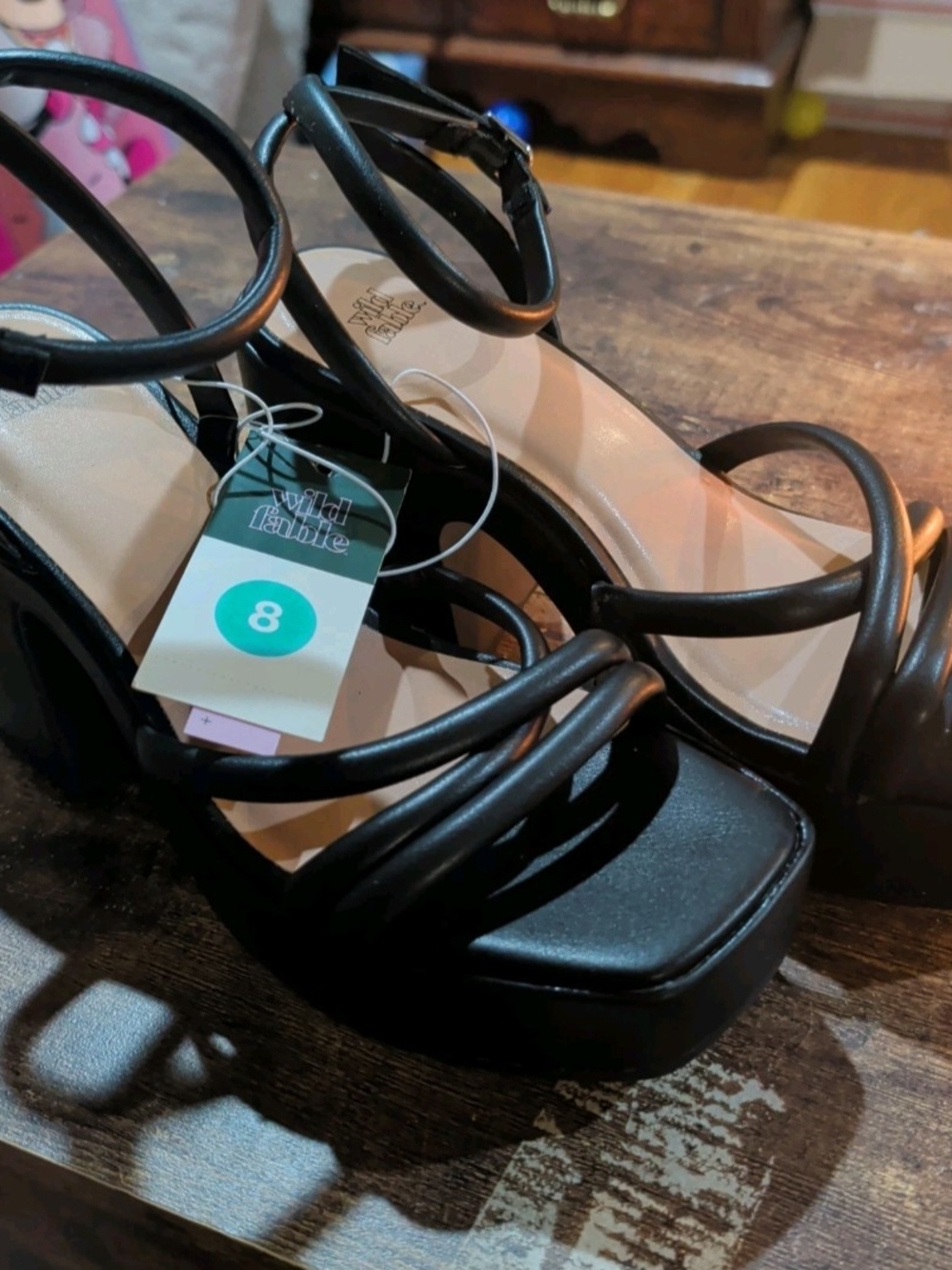 Wild Fable Women’s Astro Strappy Black Heels 4" Platform Size 8 Women's Shoe NWT
